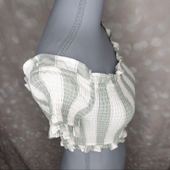 Revolve The Fifth Label Poetic Stripe Smock Top in Sage White Cap Sleeves - Picture 6 of 12